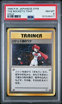 1998 Pokemon Japanese Gym The Rocket's Trap-holo PSA 8