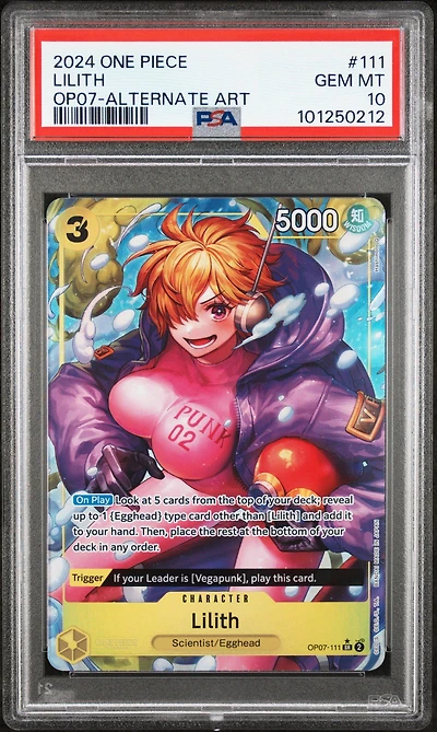 2024 One Piece Op07-500 Years In The Future 111 Lilith Alternate Art PSA 10