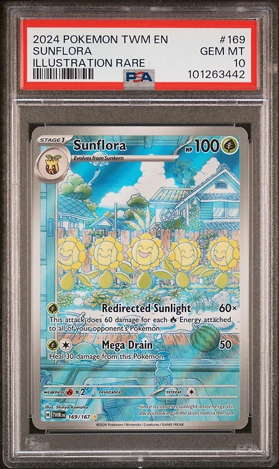 2024 Pokemon Twm En-twilight Masquerade 169 Sunflora Illustration Rare PSA