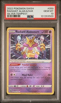2022 Pokemon Sword & Shield Silver Tempest 059 Radiant Alakazam PSA