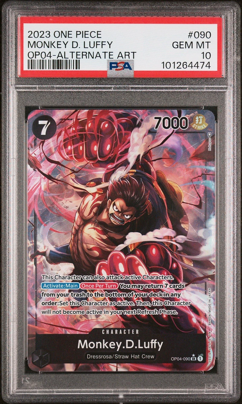 2023 One Piece Op04-kingdoms Of Intrigue 090 Monkey D. Luffy Alternate Art PSA 10