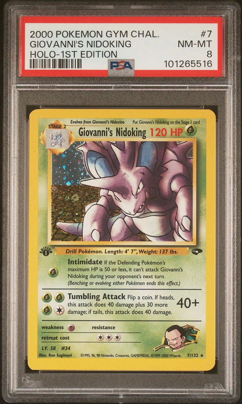 2000 Pokemon Gym Challenge 7 Giovanni's Nidoking Holo-1st Edition PSA