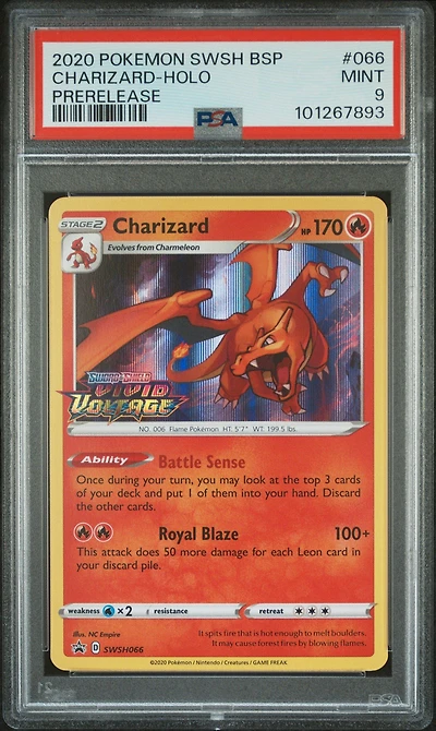 2020 Pokemon Swsh Black Star Promo 066 Charizard-holo Prerelease PSA