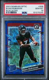 2023 Panini Donruss Optic 206 Bijan Robinson Blue Scope PSA 10