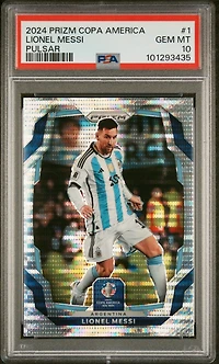 2024 Panini Prizm Conmebol Copa America 1 Lionel Messi Pulsar PSA 10