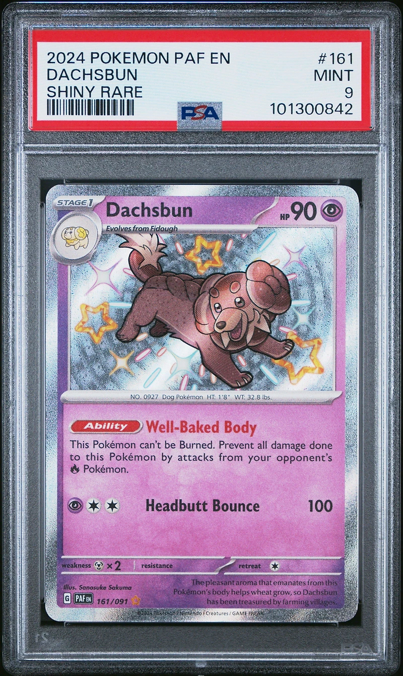 2024 Pokemon Paf En-paldean Fates 161 Dachsbun Shiny Rare PSA