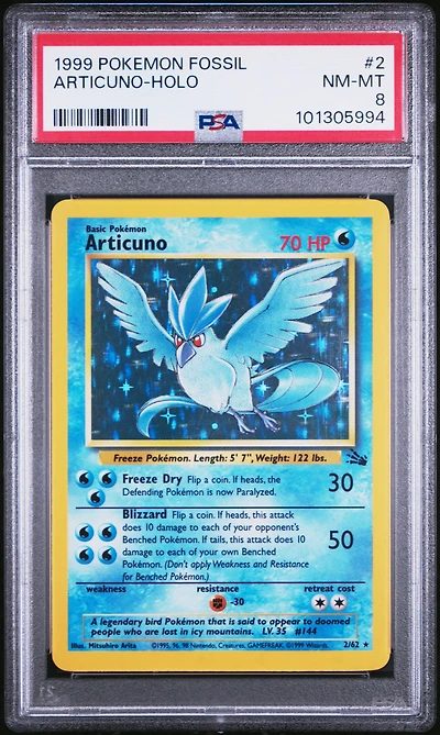 1999 Pokemon Fossil 2 Articuno-holo PSA