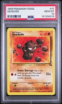 1999 Pokemon Fossil 47 Geodude PSA