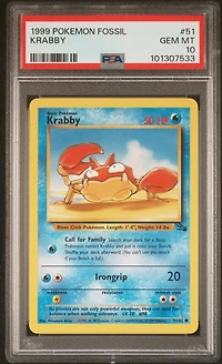 1999 Pokemon Fossil 51 Krabby PSA