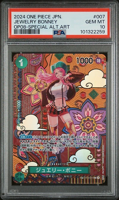 2024 One Piece Japanese Two Legends 007 Jewelry Bonney Special Alternate Art PSA 10