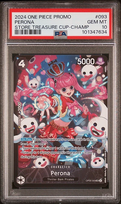 2024 One Piece Promos 093 Perona Store Treasure Cup-champion PSA 10