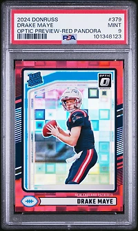 2024 Panini Donruss 379 Drake Maye Optic Preview-red Pandora PSA