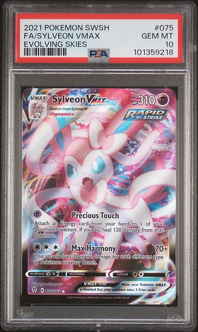 2021 Pokemon Sword & Shield Evolving Skies 075 Full Art/sylveon Vmax PSA