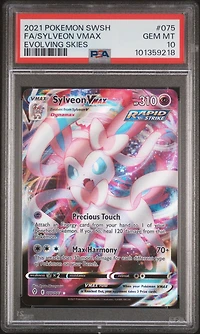 2021 Pokemon Sword & Shield Evolving Skies 075 Full Art/sylveon Vmax PSA