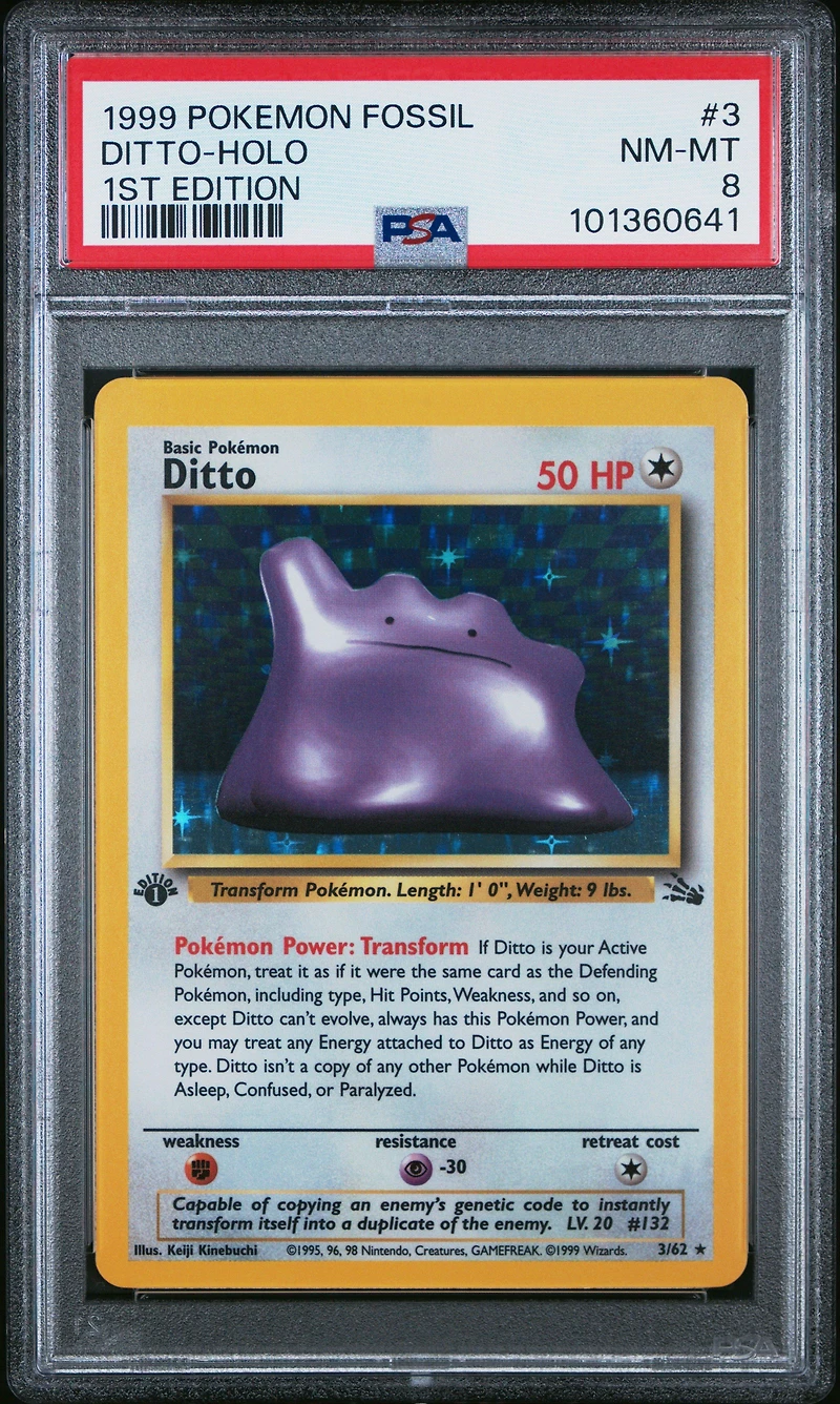 1999 Pokemon Fossil 3 Ditto-holo 1st Edition PSA