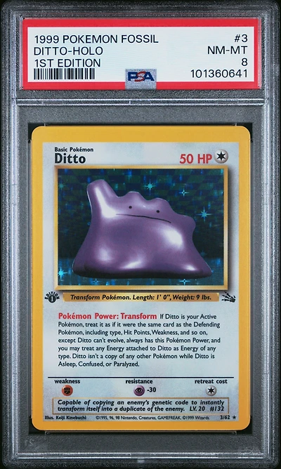 1999 Pokemon Fossil 3 Ditto-holo 1st Edition PSA