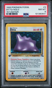 1999 Pokemon Fossil 3 Ditto-holo 1st Edition PSA