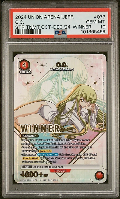 2024 Union Arena Uepr-promos 077 C.c. Store Tournament October-december 2024-winner Card PSA 10
