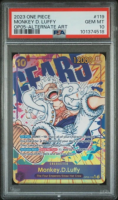 2023 One Piece Op05-awakening Of The New Era Monkey D. Luffy Alternate Art PSA