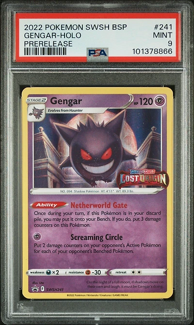 2022 Pokemon Swsh Black Star Promo 241 Gengar-holo Prerelease PSA