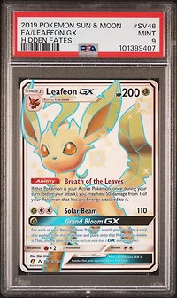 2019 Pokemon Sun & Moon Hidden Fates Sv46 Full Art/leafeon Gx PSA