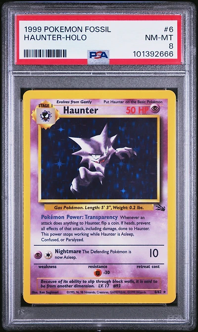 1999 Pokemon Fossil 6 Haunter-holo PSA