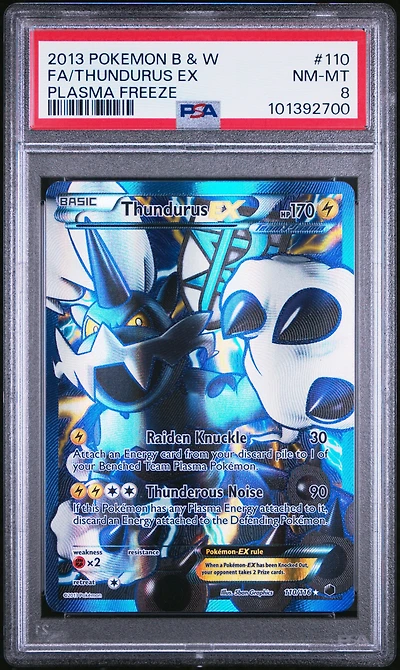 2013 Pokemon Black & White Plasma Freeze 110 Full Art/thundurus Ex PSA