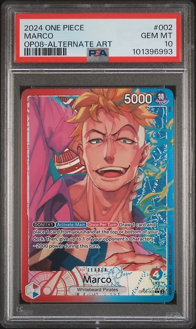2024 One Piece Op08-two Legends 002 Marco Alternate Art PSA 10