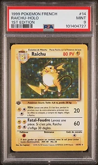 1999 Pokemon French 14 Raichu-holo 1st Edition PSA 9