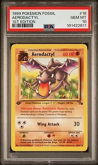 1999 Pokemon Fossil 16 Aerodactyl 1st Edition PSA
