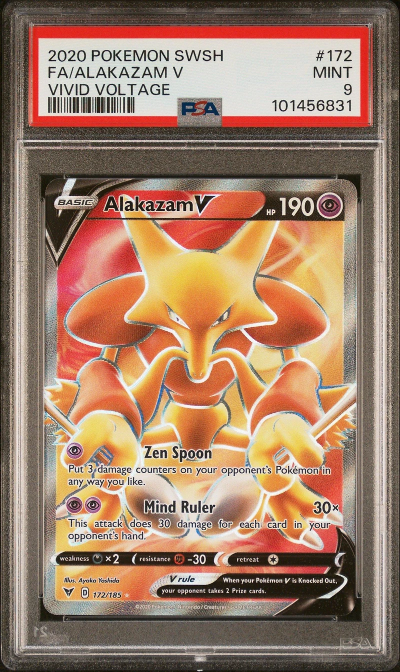 2020 Pokemon Sword & Shield Vivid Voltage 172 Full Art/alakazam V PSA