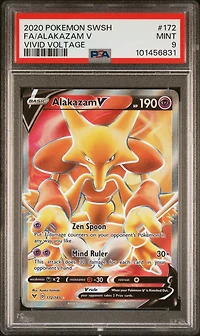 2020 Pokemon Sword & Shield Vivid Voltage 172 Full Art/alakazam V PSA