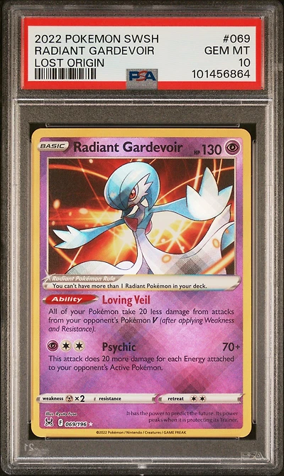 2022 Pokemon Sword & Shield Lost Origin 069 Radiant Gardevoir PSA