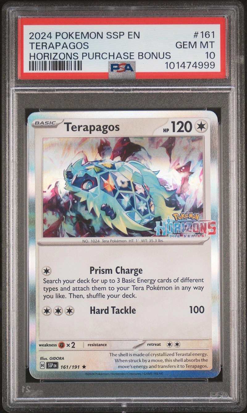 2024 Pokemon Ssp En-surging Sparks 161 Terapagos Pokemon Horizons Purchase Bonus PSA