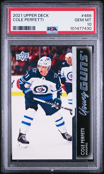 2021-2022 Upper Deck 466 Cole Perfetti PSA 10