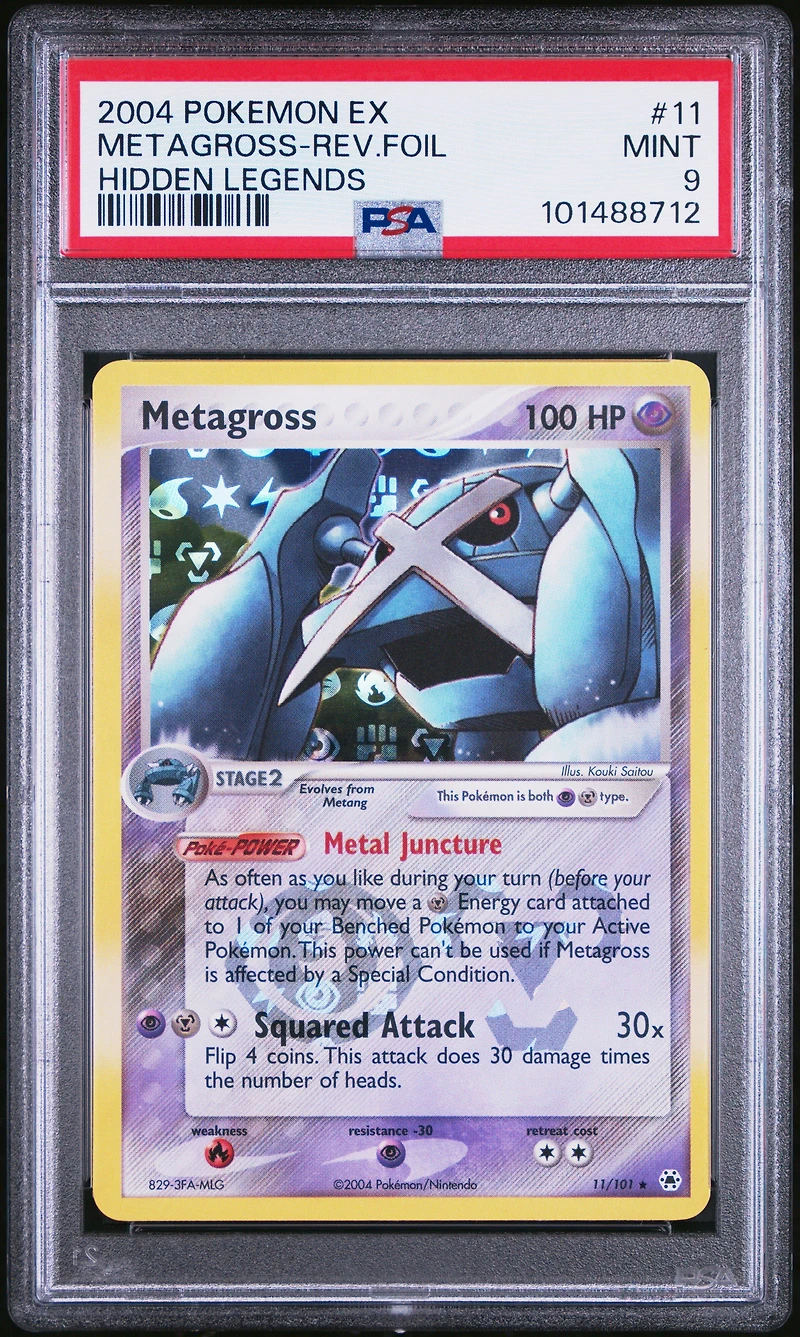 2004 Pokemon Ex Hidden Legends 11 Metagross-reverse Foil PSA 9