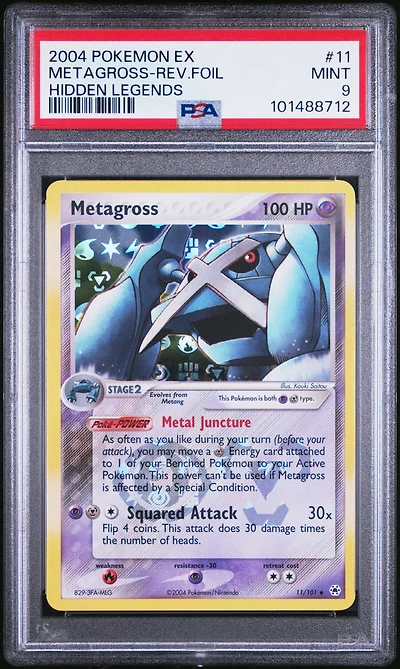 2004 Pokemon Ex Hidden Legends 11 Metagross-reverse Foil PSA 9