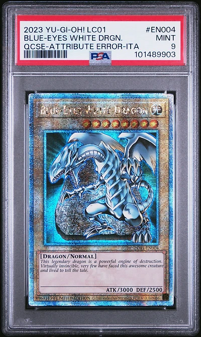 2023 Yu-gi-oh! Lc01-legendary Collection: 25th Anniversary Edition En004 Blue-eyes White Dragon Quarter Century Secret Rare-attribute Error-italian PSA
