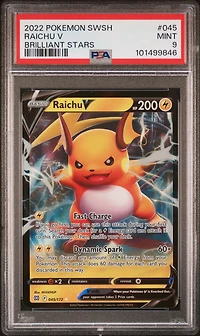 2022 Pokemon Sword & Shield Brilliant Stars 045 Raichu V PSA