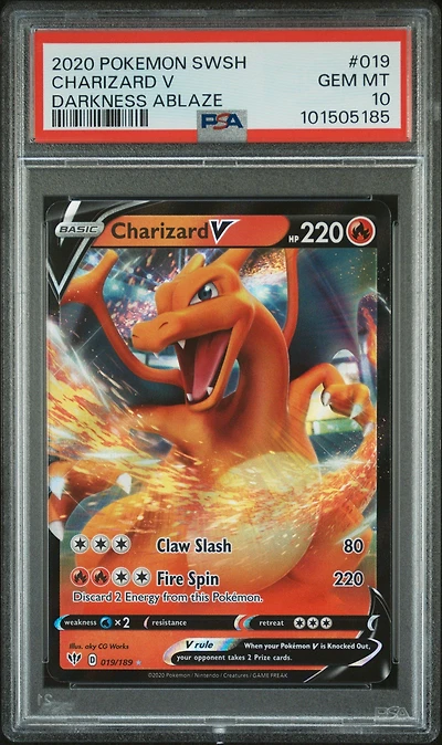 2020 Pokemon Sword & Shield Darkness Ablaze 019 Charizard V PSA