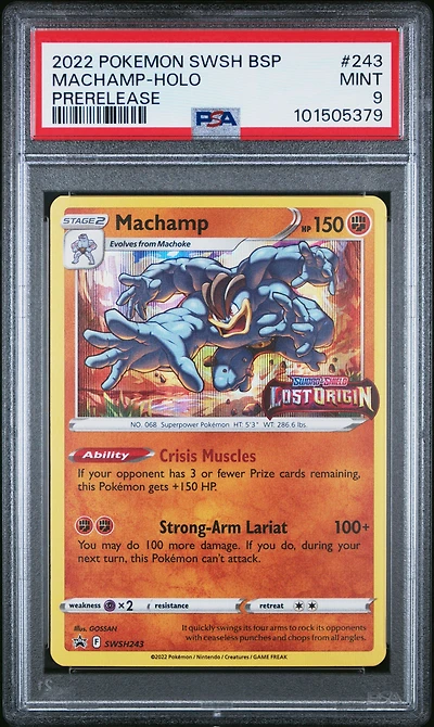 2022 Pokemon Swsh Black Star Promo 243 Machamp-holo Prerelease PSA