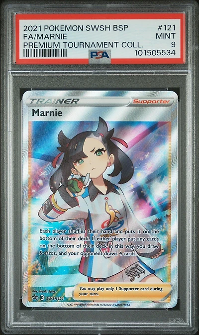 2021 Pokemon Swsh Black Star Promo 121 Full Art/marnie Marnie Premium Tournament Collection PSA