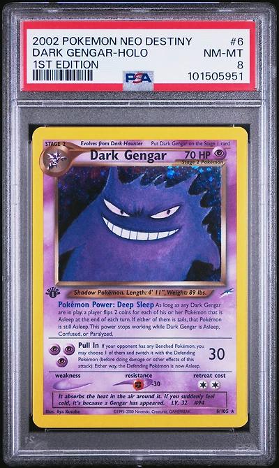 2002 Pokemon Neo Destiny 6 Dark Gengar-holo 1st Edition PSA 8