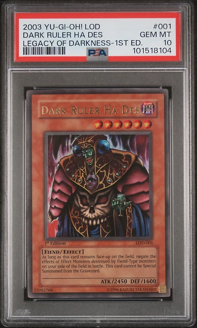 2003 Yu-gi-oh! Lod-legacy Of Darkness 001 Dark Ruler Ha Des 1st Edition PSA 10