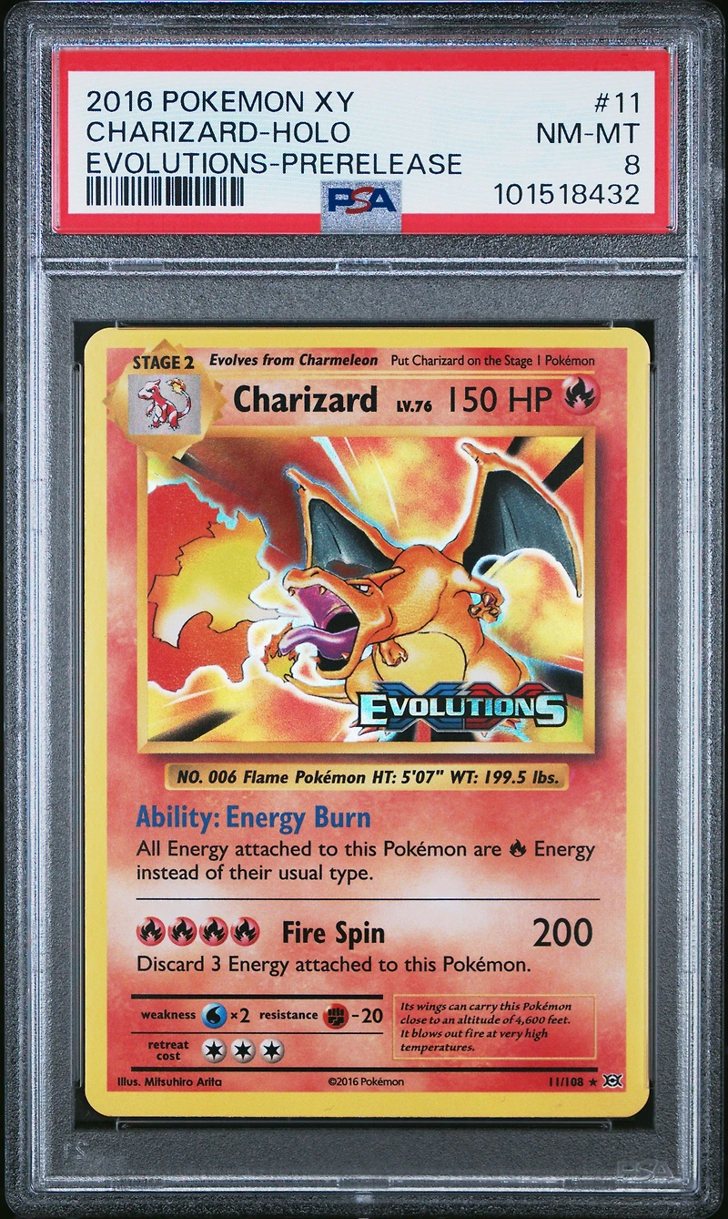 2016 Pokemon Xy Evolutions 11 Charizard-holo Prerelease PSA