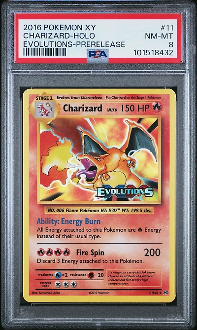 2016 Pokemon Xy Evolutions 11 Charizard-holo Prerelease PSA