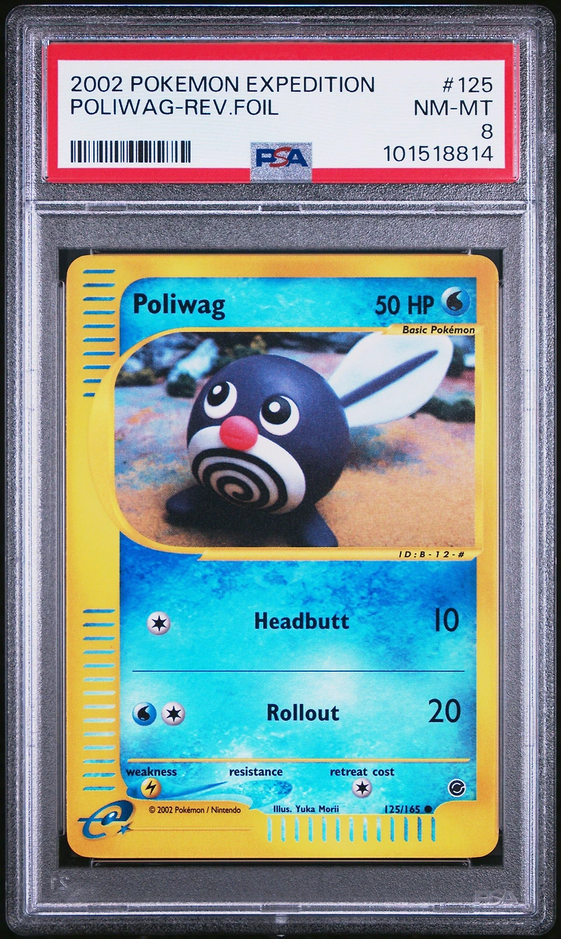 2002 Pokemon Expedition 125 Poliwag-reverse Foil PSA 8