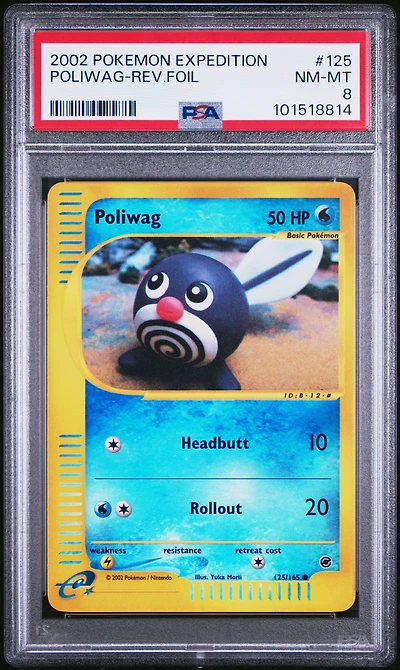 2002 Pokemon Expedition 125 Poliwag-reverse Foil PSA 8