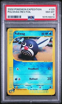 2002 Pokemon Expedition 125 Poliwag-reverse Foil PSA 8