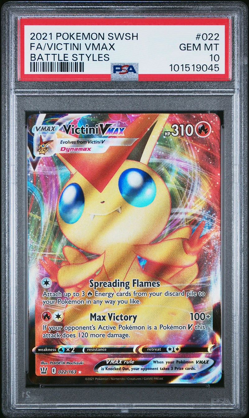 2021 Pokemon Sword & Shield Battle Styles 022 Full Art/victini Vmax PSA 10